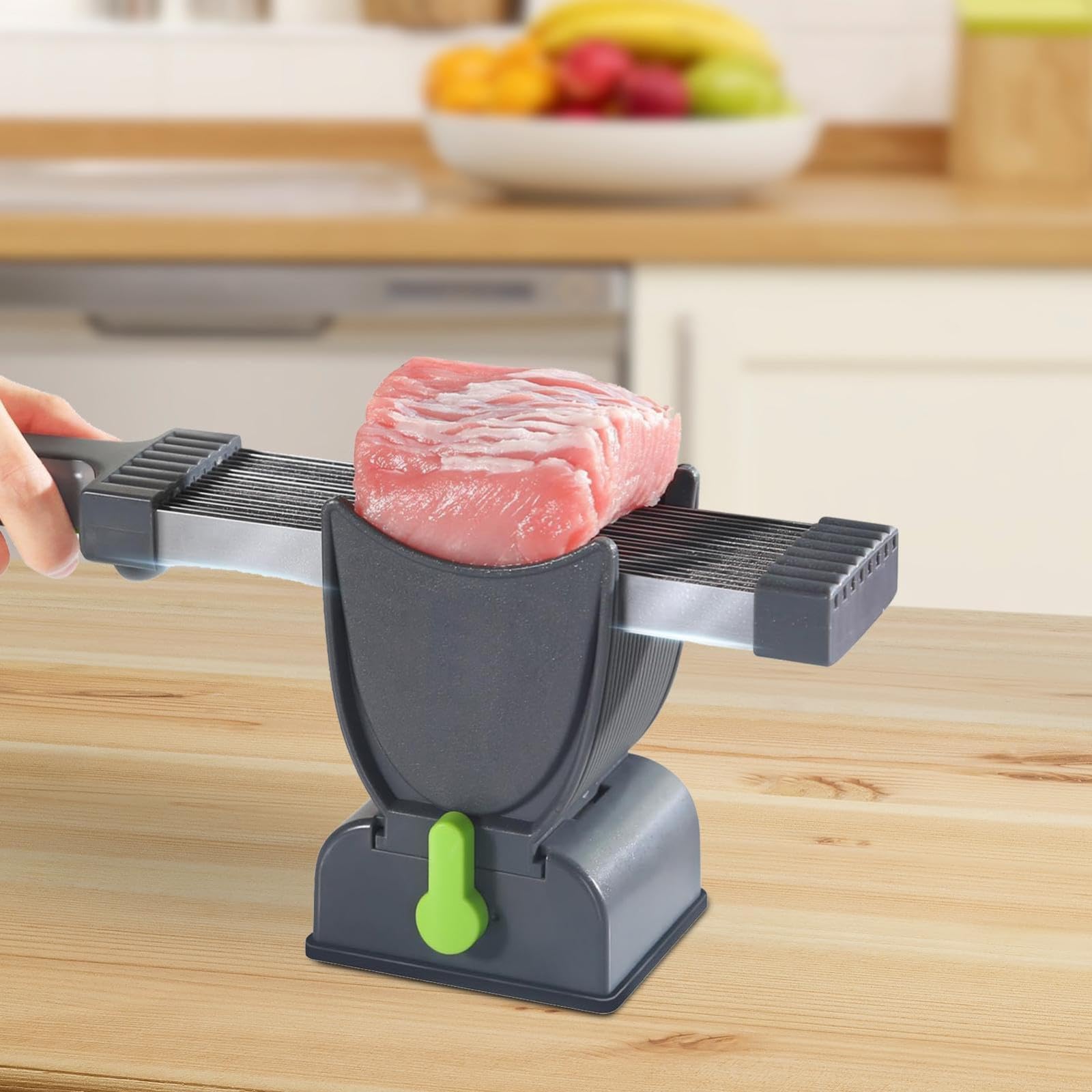 Premium Manual Meat Cleaver & Slicer - Adjustable 2-4mm Blade for Fresh Meat, Potatoes & Vegetables | Dishwasher Safe Home Kitchen Tool | Perfect for Meal Prep, BBQ & Home Cooking (1 Set)