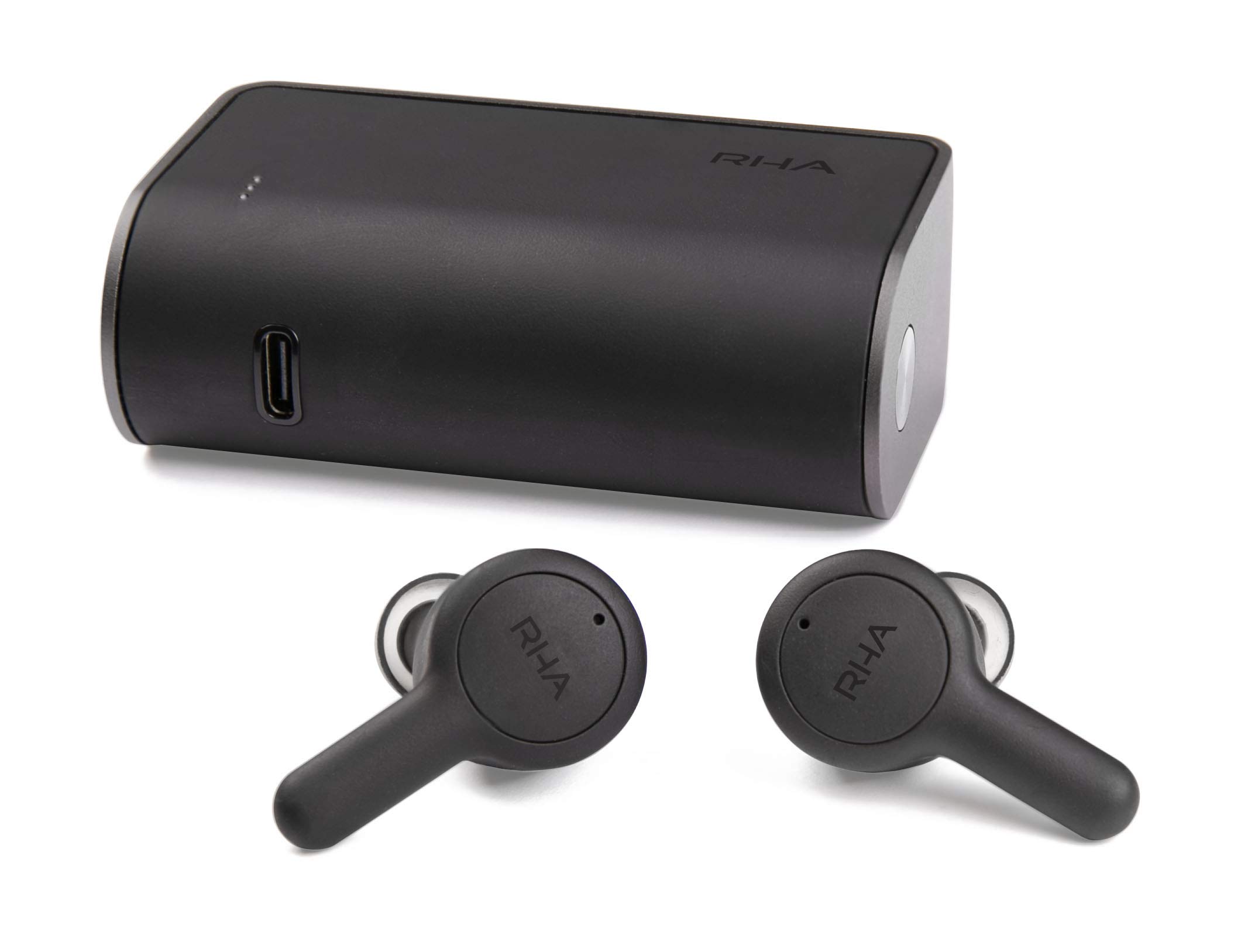 RHA Trueconnect - Carbon Black: True Wireless Bluetooth 5.0 Earbuds, Sweatproof & Secure Fit for Running, Gym & Workout | Noise Cancelling Headphones for Sports & Commuting