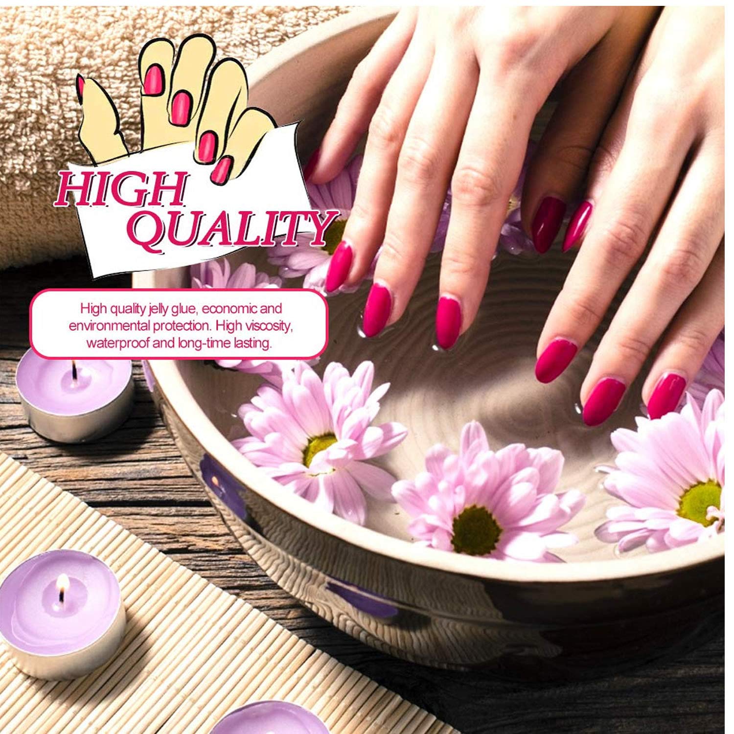 Professional Clear White Shining Artificial Fake Nails - 100pcs Empress Curve Tips with 3 Sheets Double Sided Nail Glue Stickers & 5g Glue | Complete Nail Art Kit for Salon, Home Manicure & Special Occasions
