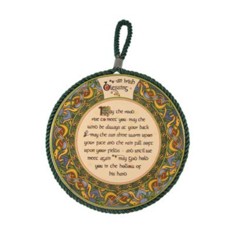 Traditional Irish Blessing Wall Plaque & Pot Stand - Handcrafted Celtic Home Decor for Kitchen, Living Room or Gift
