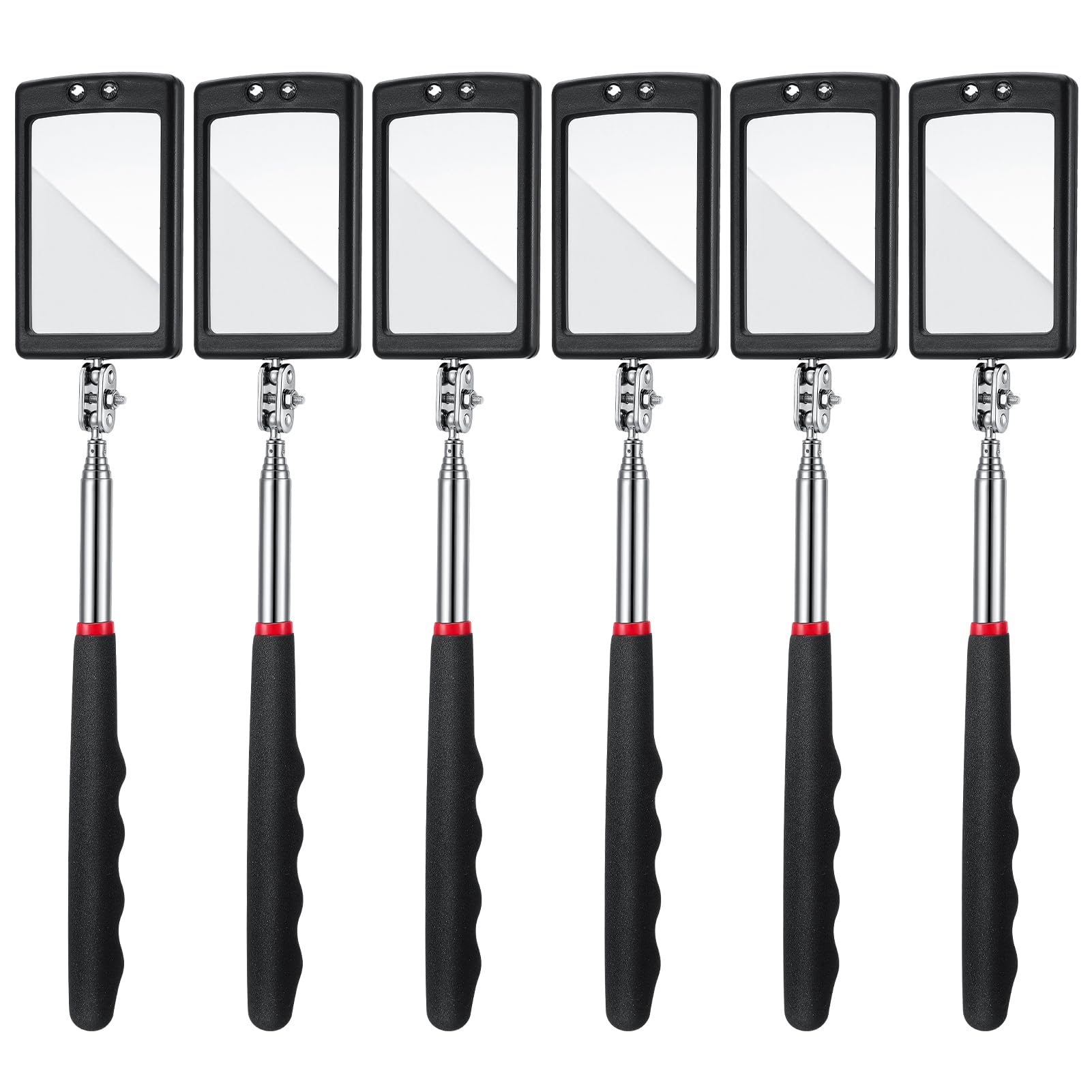 6-Piece LED Telescoping Inspection Mirror Set - Retractable Under Vehicle Detection Tool with Bright LED Light for Car Repair & Maintenance - Ideal for Mechanics, DIY Auto Enthusiasts & Home Inspections