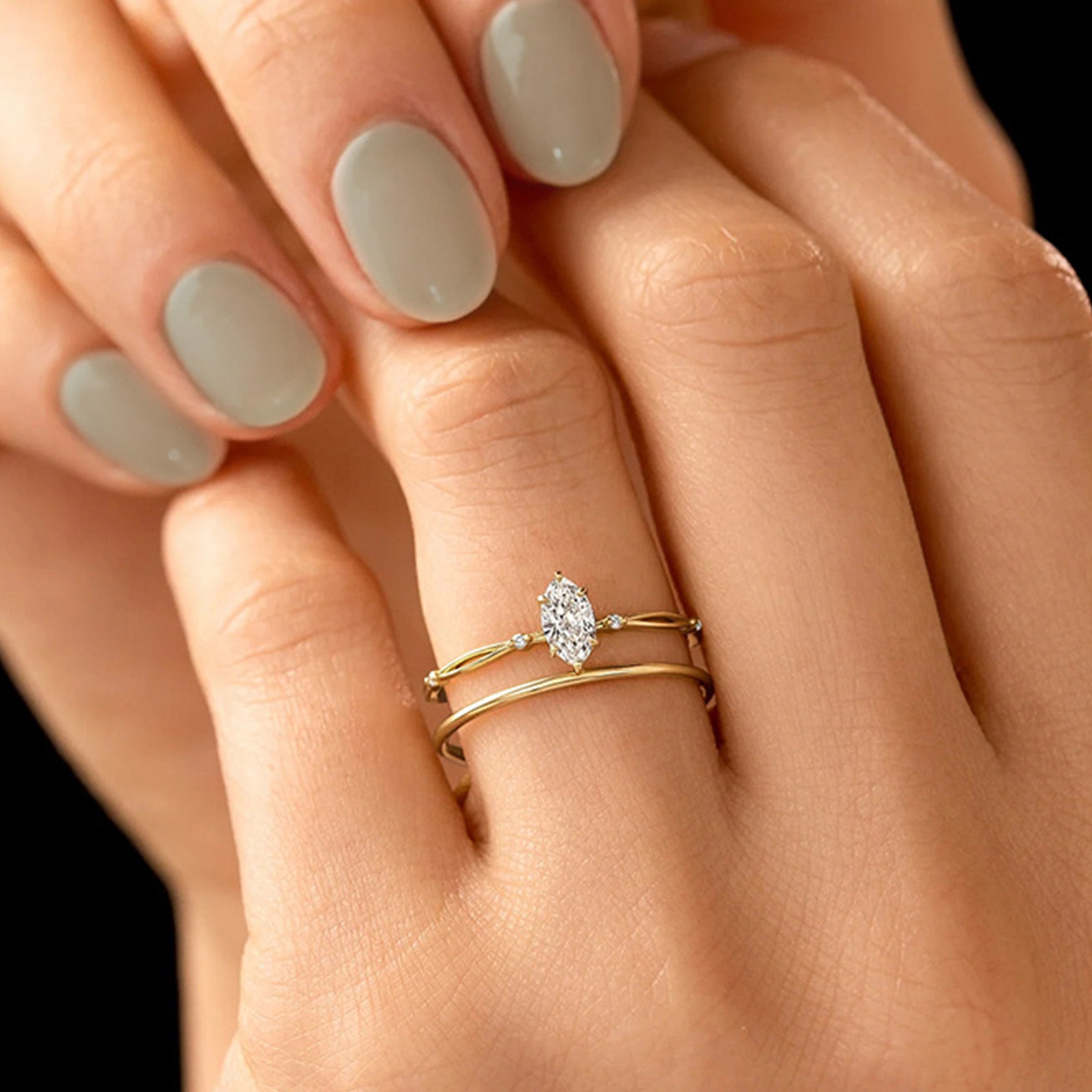 Olive Bloom Marquise Cut Moissanite Ashes Ring - Elegant Memorial Jewelry for Remembrance & Special Occasions