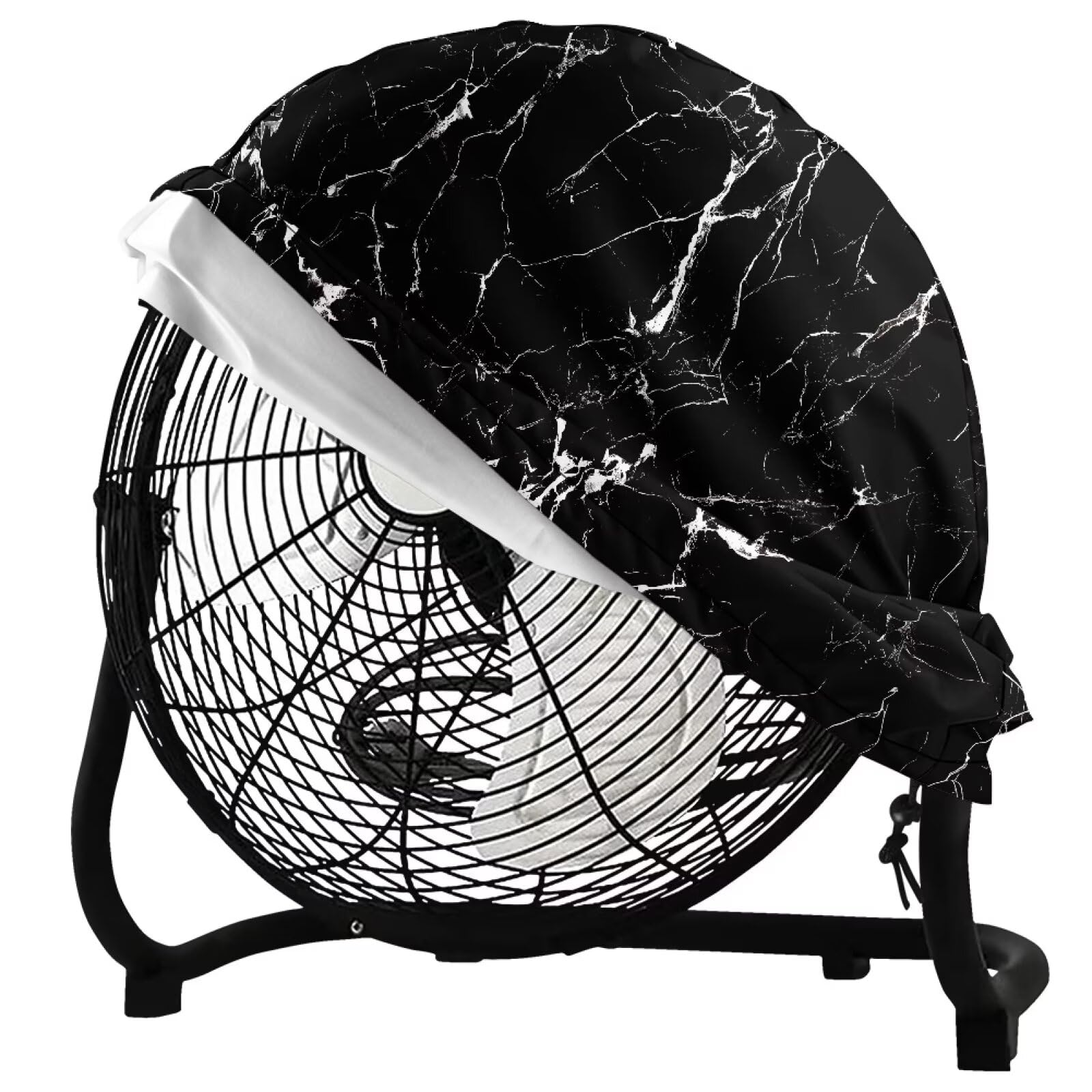 Black Marble Industrial Fan Cover - Waterproof Dust Protection for Wall-Mounted, Pedestal & Outdoor Fans - Perfect for Warehouses, Garages, Patios & Construction Sites