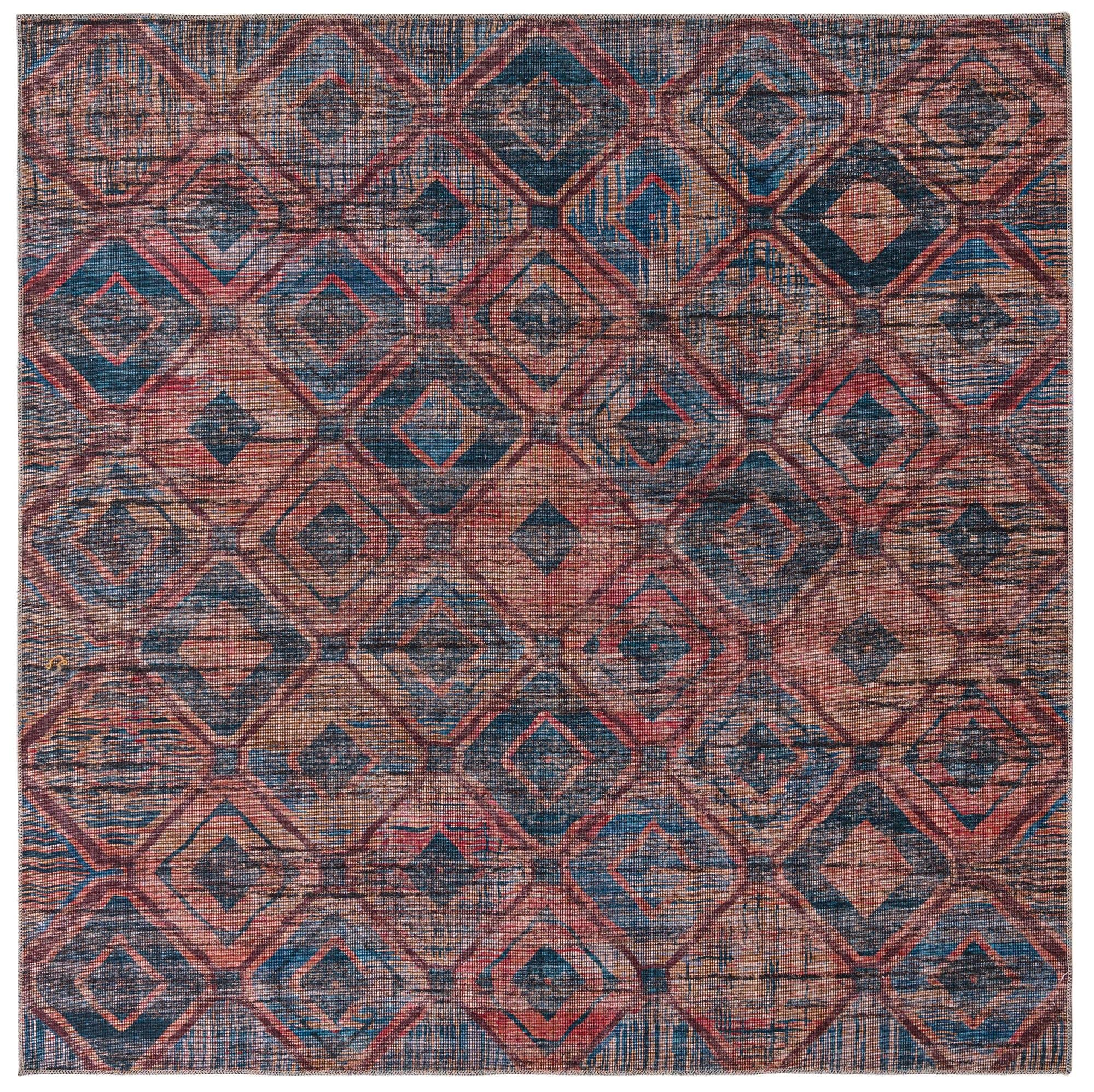 Washable Blue Flatweave Rug 8x8 Feet – Sisu Collection by Rugs.com for Living Room, Kitchen, Entryway | Durable & Easy-Clean Area Rug for High Traffic Homes & Pet-Friendly Spaces