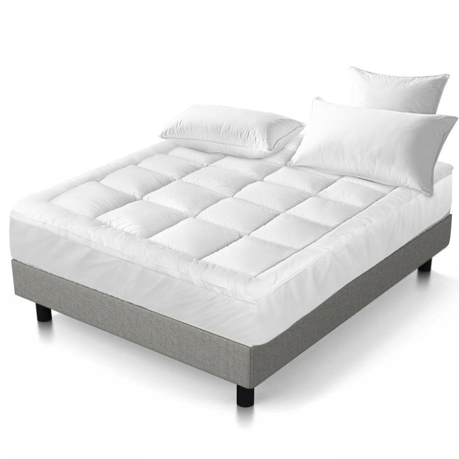 Bamboo Fiber King Mattress Topper - Cooling Pillowtop Protector for Pressure Relief & Back Pain - Perfect for Hot Sleepers & Allergy Sufferers