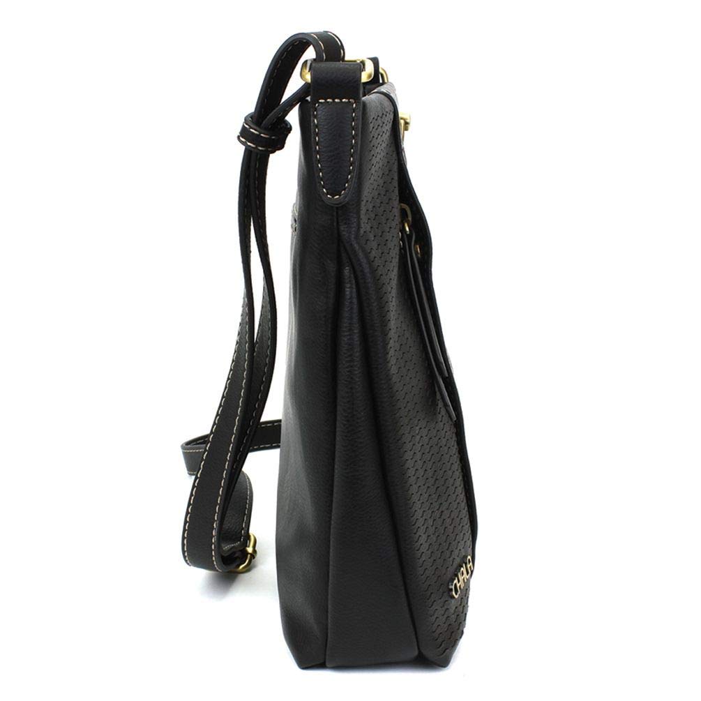 CHALA Women's Laser Cut Crossbody Bag - Faux Leather Purse with Adjustable Strap, Black - Perfect for Work, Travel & Everyday Use