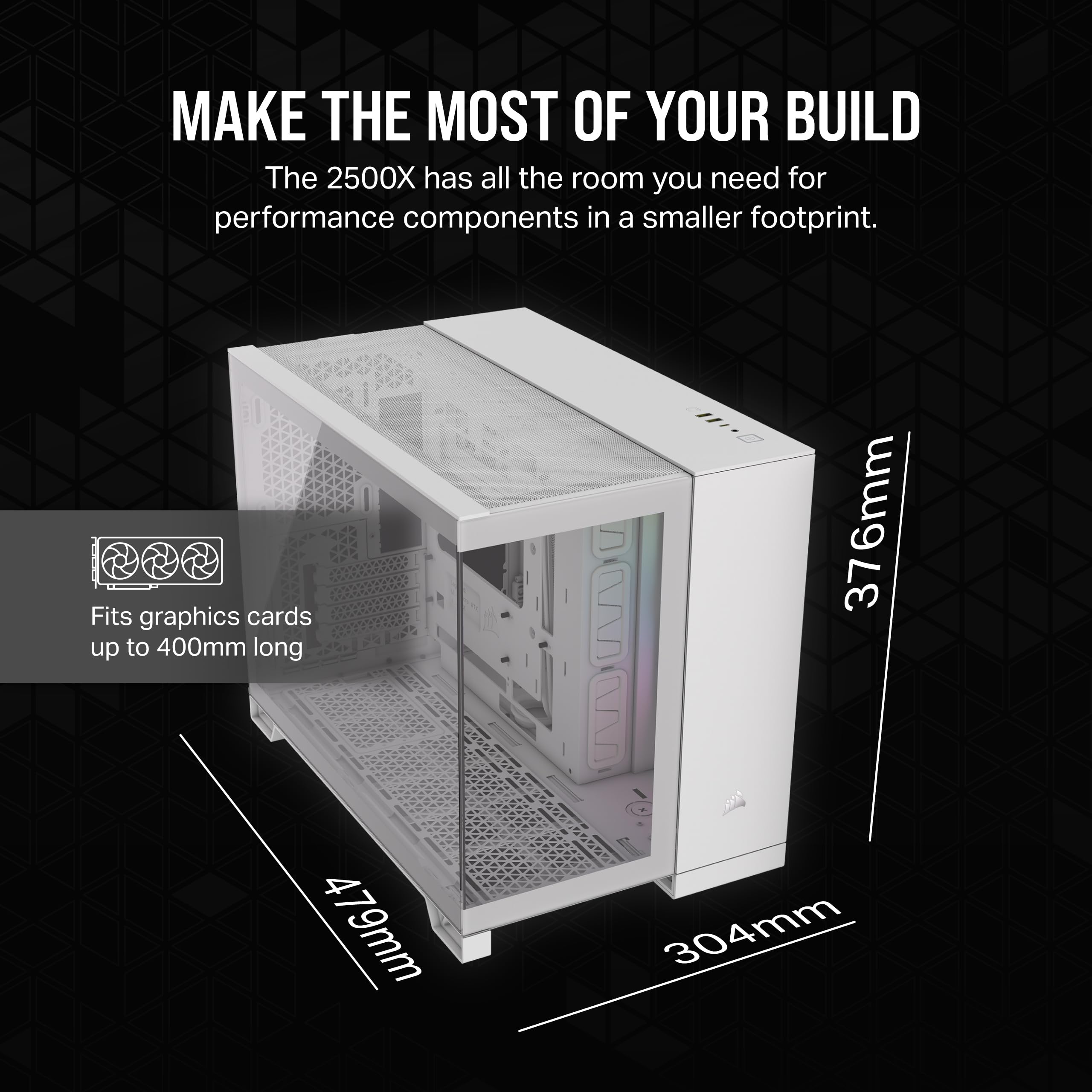 CORSAIR iCUE Link 2500X RGB White Small-Tower mATX PC Case - Dual Chamber Design, Panoramic Tempered Glass, Reverse Connection Motherboard Compatible - Includes 2X CORSAIR RX120 RGB Fans - Perfect for Gaming Rigs & High-Performance PC Builds