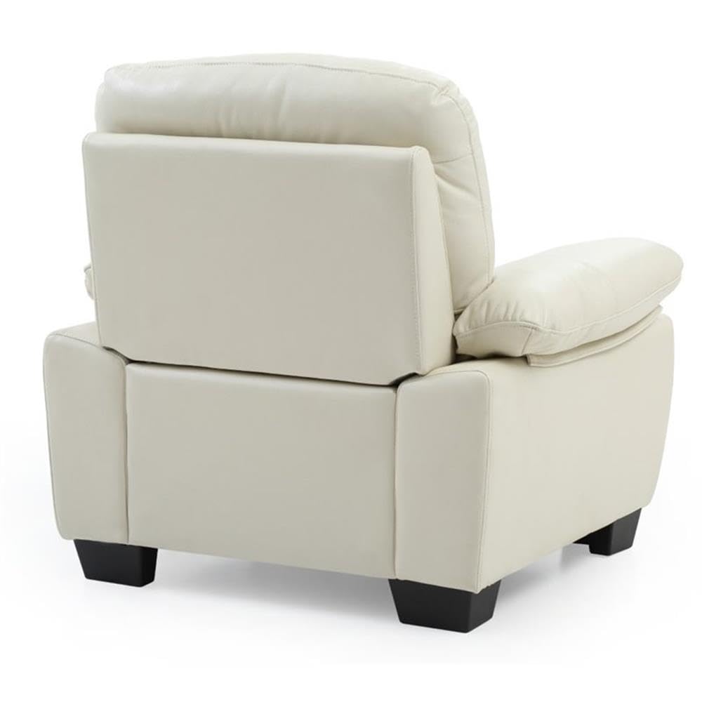 Glory Furniture Marta Faux Leather Chair in Pearl White - Modern PU Leather Dining Chair with Metal Legs for Kitchen, Dining Room & Office