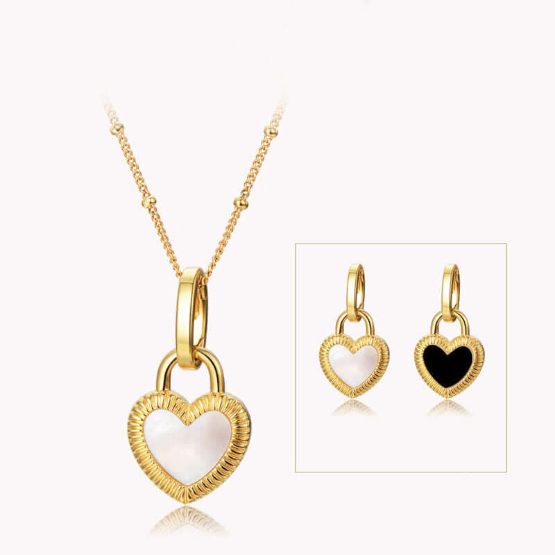 18K Gold Double Sided Heart Pendant Necklace for Women - Elegant Layering Jewelry Gift for Valentine's Day, Anniversary & Special Occasions