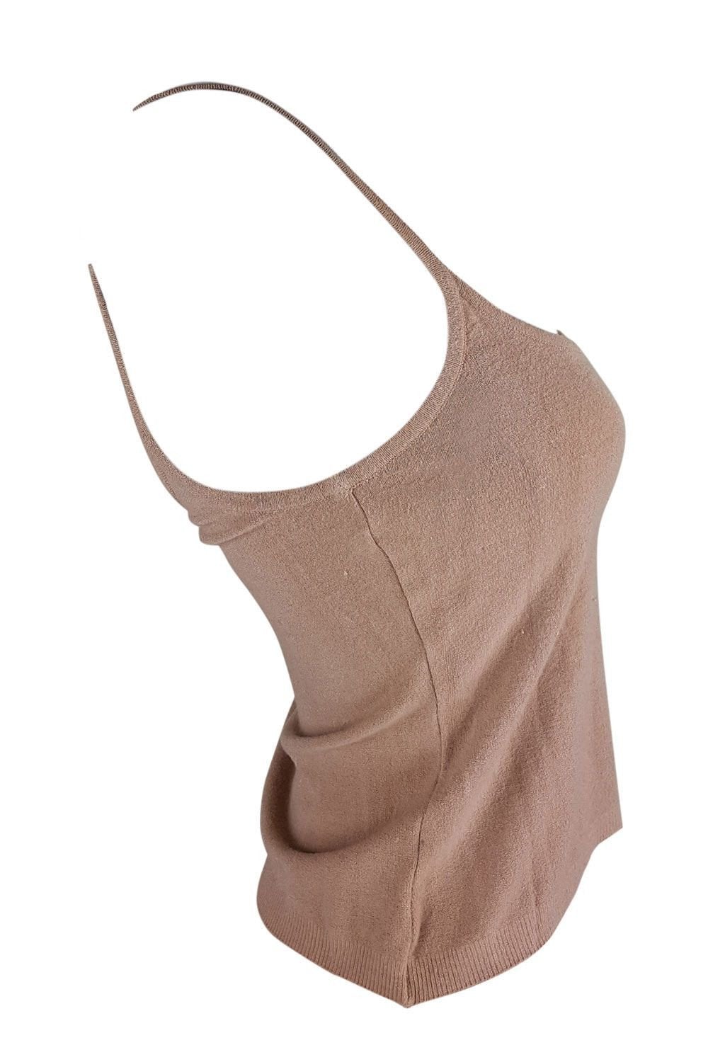 BLUMARINE Beige Spaghetti Strap Cropped Vest Top for Women | Summer Casual Wear | IT 38 | Perfect for Beach, Party & Daily Outfits