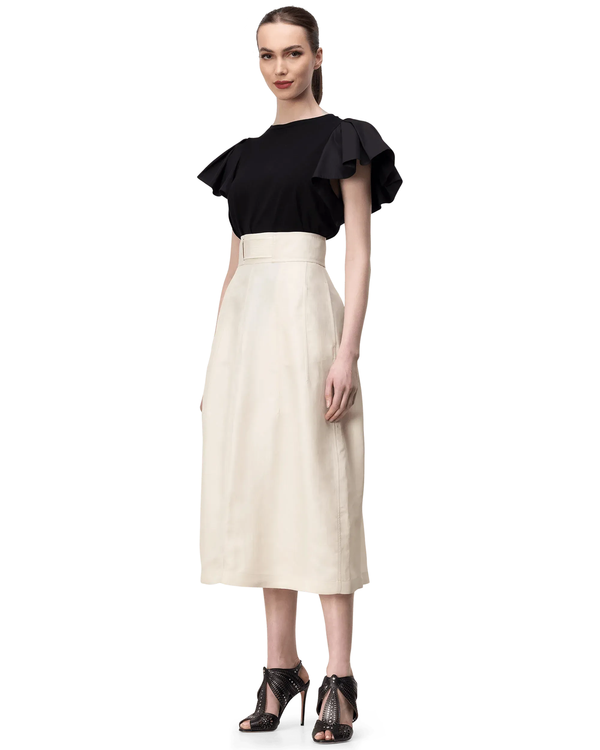 Elegant High Waisted Silk Midi Skirt for Women - Comfortable & Flowy Summer Skirt for Office, Party & Casual Wear
