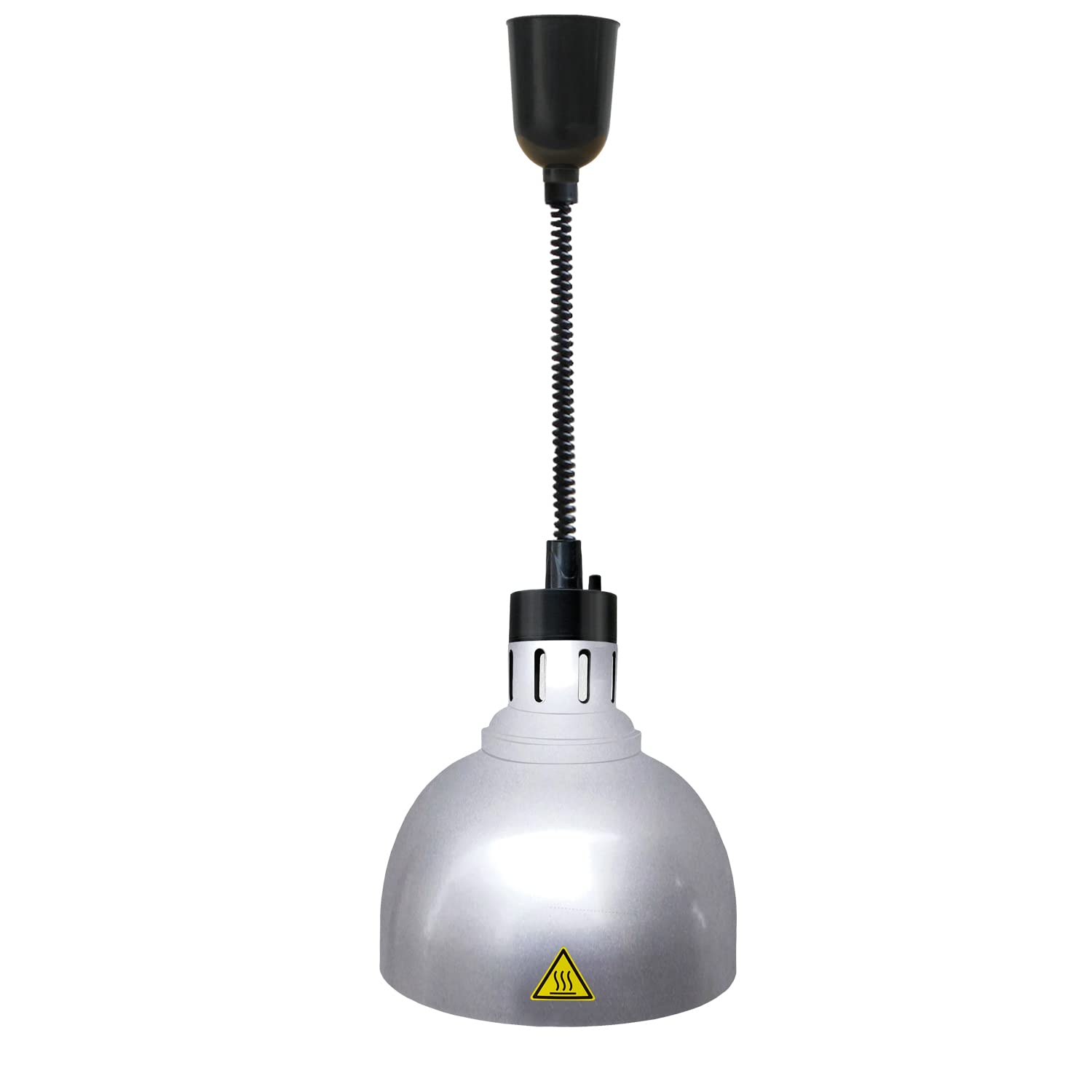 250W Silver Hanging Food Heat Lamp - 24cm Overhead Food Warmer for Restaurants, Buffets & Catering | Commercial Hot Food Warming Light with Bulb Included | Perfect for Keeping Meals Warm at Events, Cafeterias & Food Stations