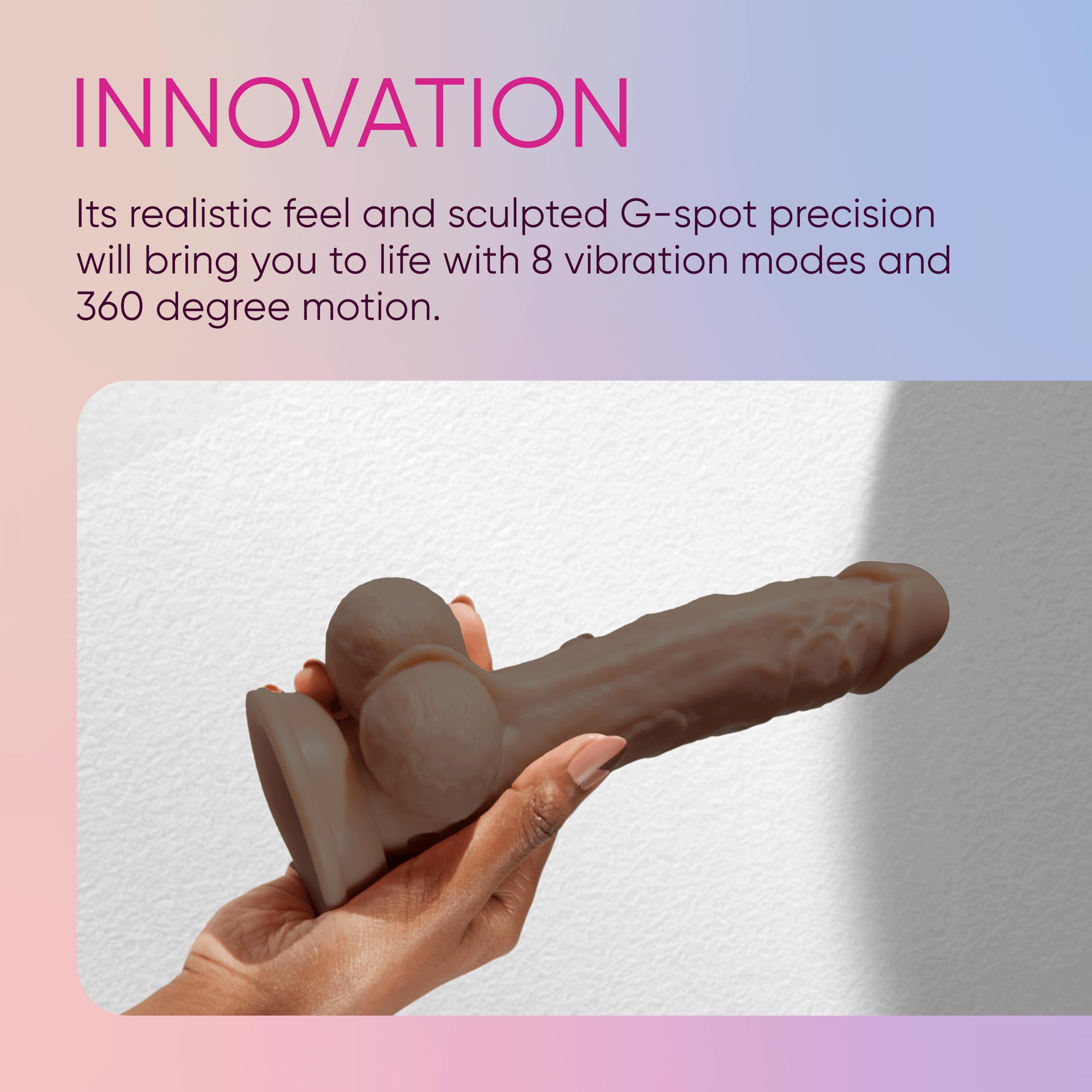 Realistic Dildo with Balls - 360° Rotating Suction Cup Base, 8 Vibration Modes & Turbo Button - Waterproof, Remote Control, Harness Compatible Adult Sex Toy for Women - Perfect for Solo Play, Couples Fun & BDSM Exploration (Brown)