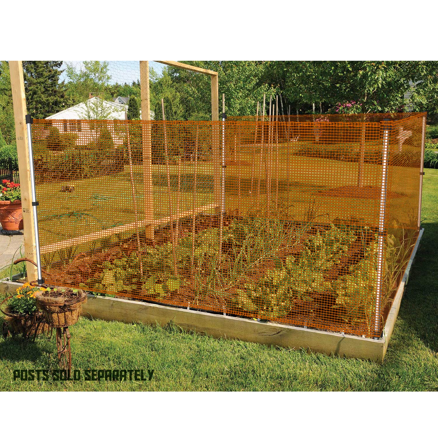 TANG Outdoor Privacy Fence Screen - 3' Height x 48' Length Orange Safety Mesh Netting for Garden, Backyard, Deck, Balcony | Protects Vegetables, Rabbits & Dogs | Perfect for Home Privacy, Pet Safety & Garden Protection