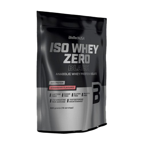 BioTechUSA Iso Whey Zero Protein Powder - Black Strawberry Flavor, 500g | Premium Whey Isolate for Muscle Recovery & Growth | Ideal for Post-Workout, Fitness & Bodybuilding