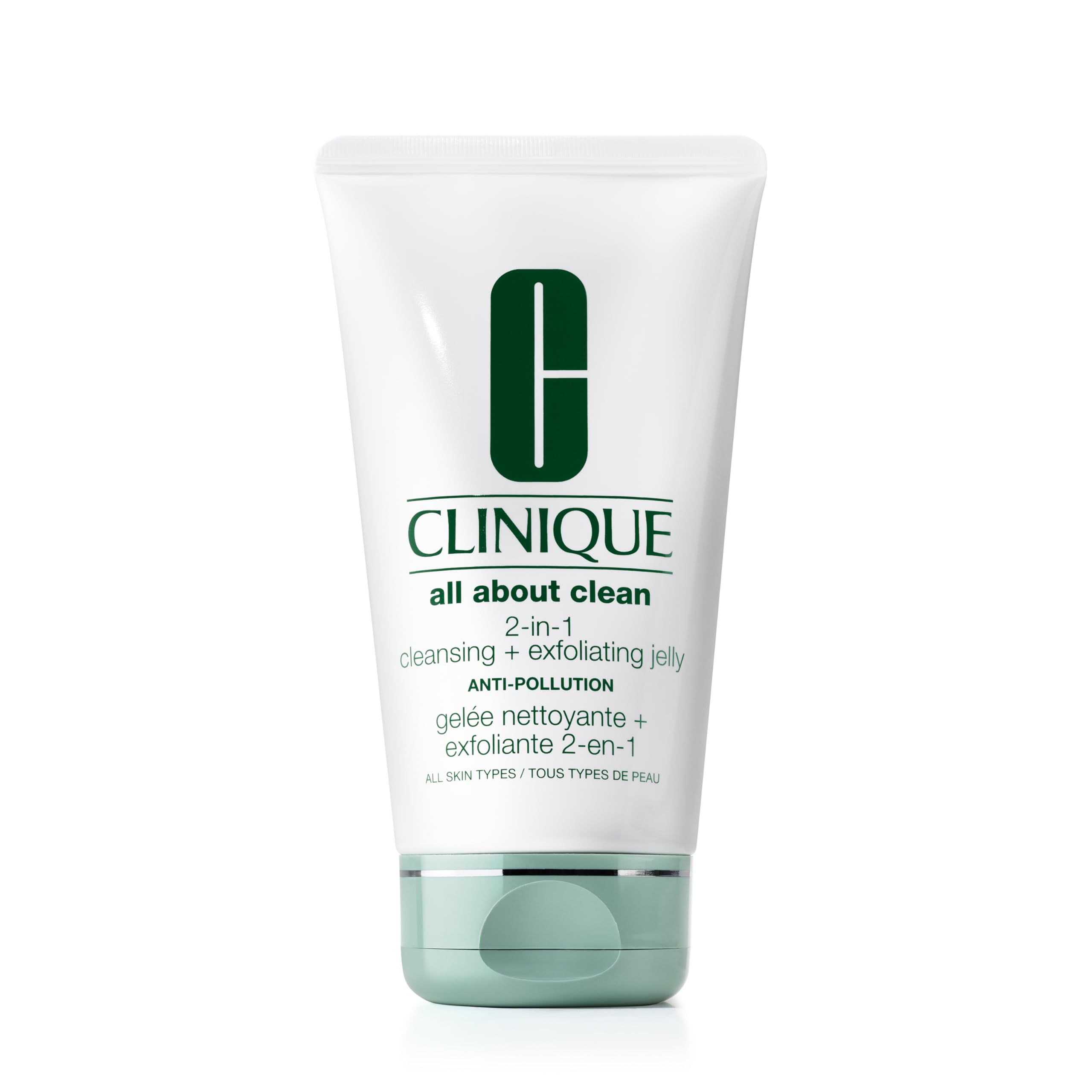 Clinique All About Clean 2-in-1 Cleansing & Exfoliating Jelly Face Wash - Salicylic Acid Cleanser for Oily, Dry & Sensitive Skin - 5 Fl Oz Gentle Exfoliator for Daily Skincare Routine & Acne Treatment