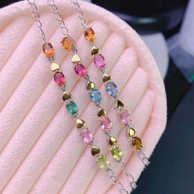 Vibrant Multi-Color Tourmaline Gemstone Bracelet for Women | Handmade Healing Crystal Jewelry | Perfect for Meditation, Yoga & Spiritual Gifts (B078)