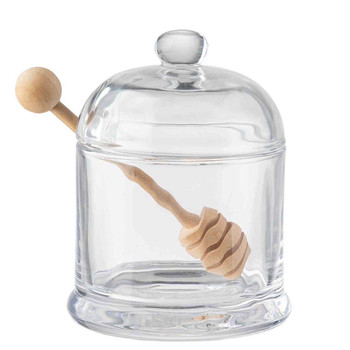 Premium Honey Dipper Set with Glass Jar & Wooden Stick - Natural Honey Drizzler for Tea, Coffee, Yogurt & Desserts - Perfect Kitchen Gift for Honey Lovers
