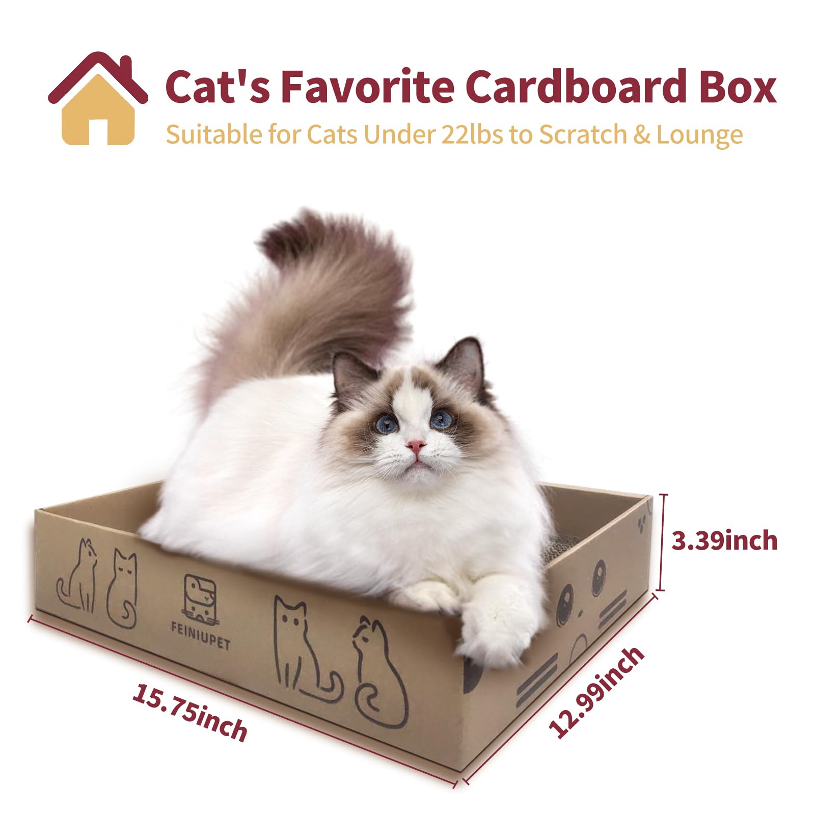 Premium 3-Piece Cat Scratching Board Set with Double-Sided Scratch Pad & Cozy Cat Box - Durable Cat Furniture for Play, Scratching & Nap Time - Perfect for Indoor Cats, Kittens & Multi-Cat Homes