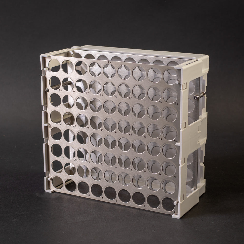 Foxy® R1 & R2 Tube Rack - Holds 72 Tubes (18mm Diameter) - Lab Organization & Storage Solution for Test Tubes, Centrifuge Tubes & Sample Vials - Perfect for Laboratories, Clinics & Research Facilities