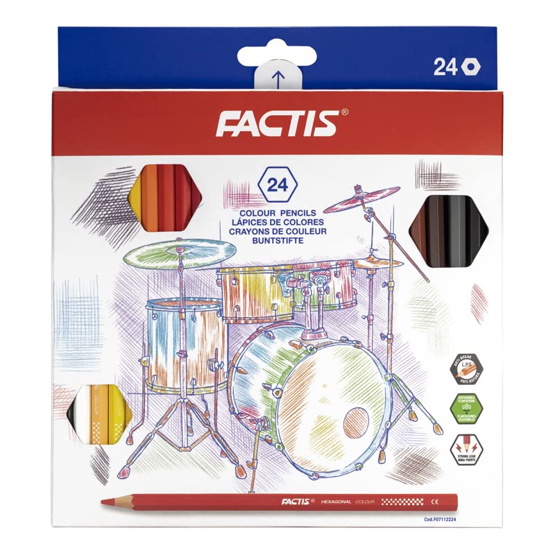Premium FACTIS 24-Pack Hexagonal Colored Pencils for Artists, Students & Adult Coloring - Vibrant Colors, Smooth Blending, Ideal for Sketching, Drawing & Relaxation