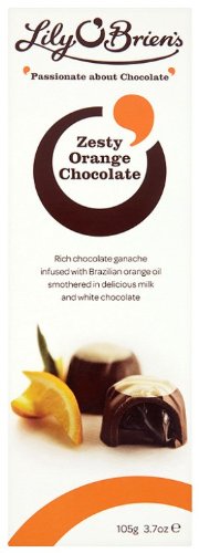 Lily O'Brien's Zesty Orange Chocolate Pouch - 4 Pack of Milk Chocolate with Brazilian Orange Oil Ganache Filling | Gourmet Gift, Dessert Topping & Party Treat