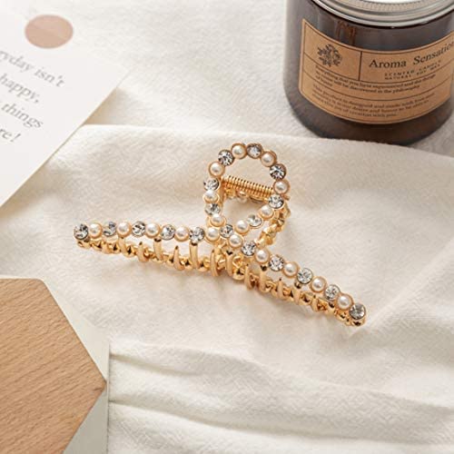 Glamifirsto Rhinestone Hair Claw Clips for Women - Large Gold Metal Hair Barrettes & Jaw Clamps for Thick Hair - Elegant Hair Accessories for Parties, Weddings & Everyday Styling
