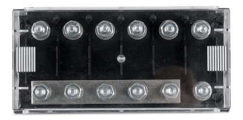 6-Way Fuse Holder for Mega Fuse with Busbar (250A) - Perfect for Marine, RV, and Automotive Electrical Systems