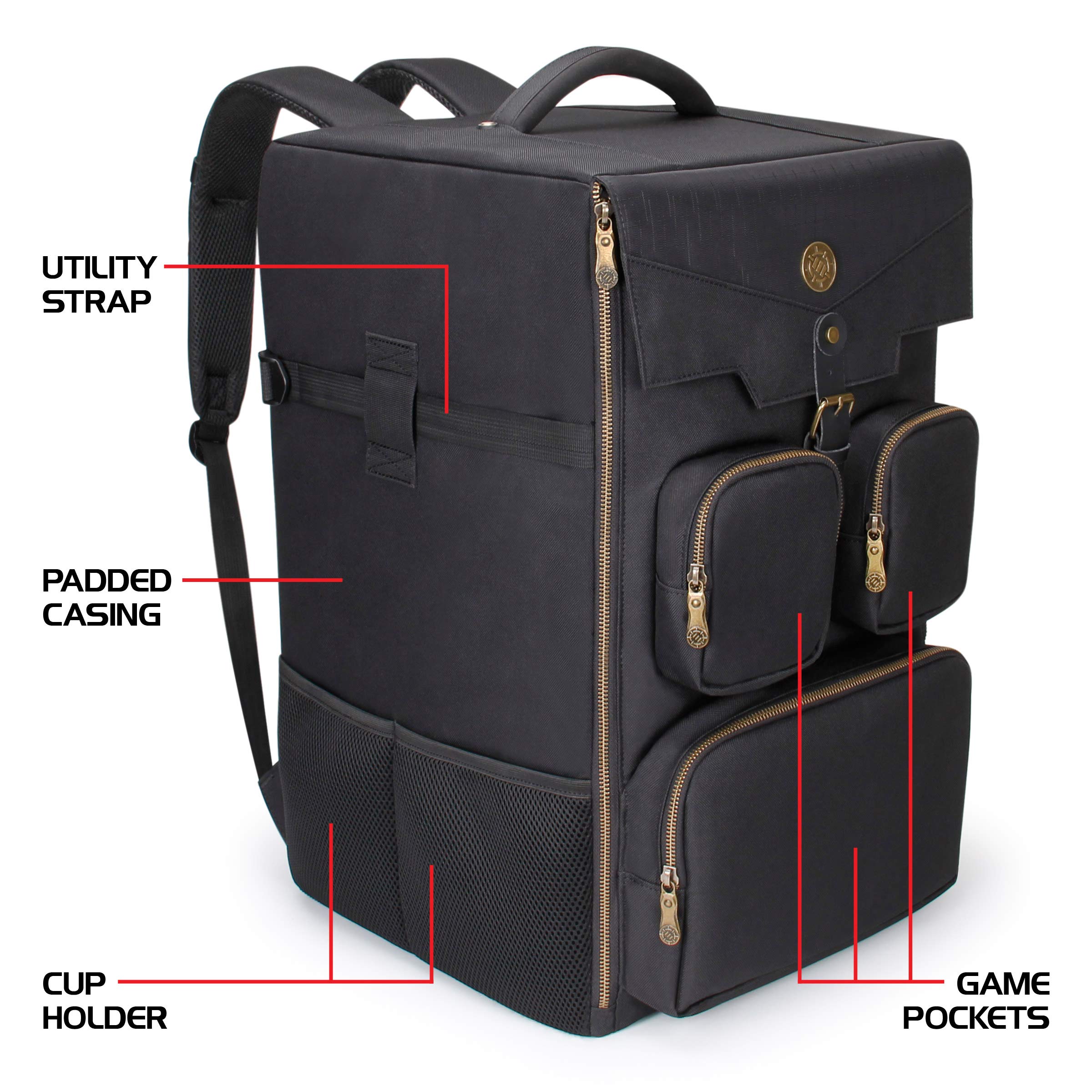 Premium Board Game Backpack - Heavy-Duty Rigid Storage Case with Padded Shoulder Straps & Carry Handle - Organizer Pockets for Dice, Cards & Accessories - Perfect for Tabletop RPGs, Game Nights & Travel Adventures