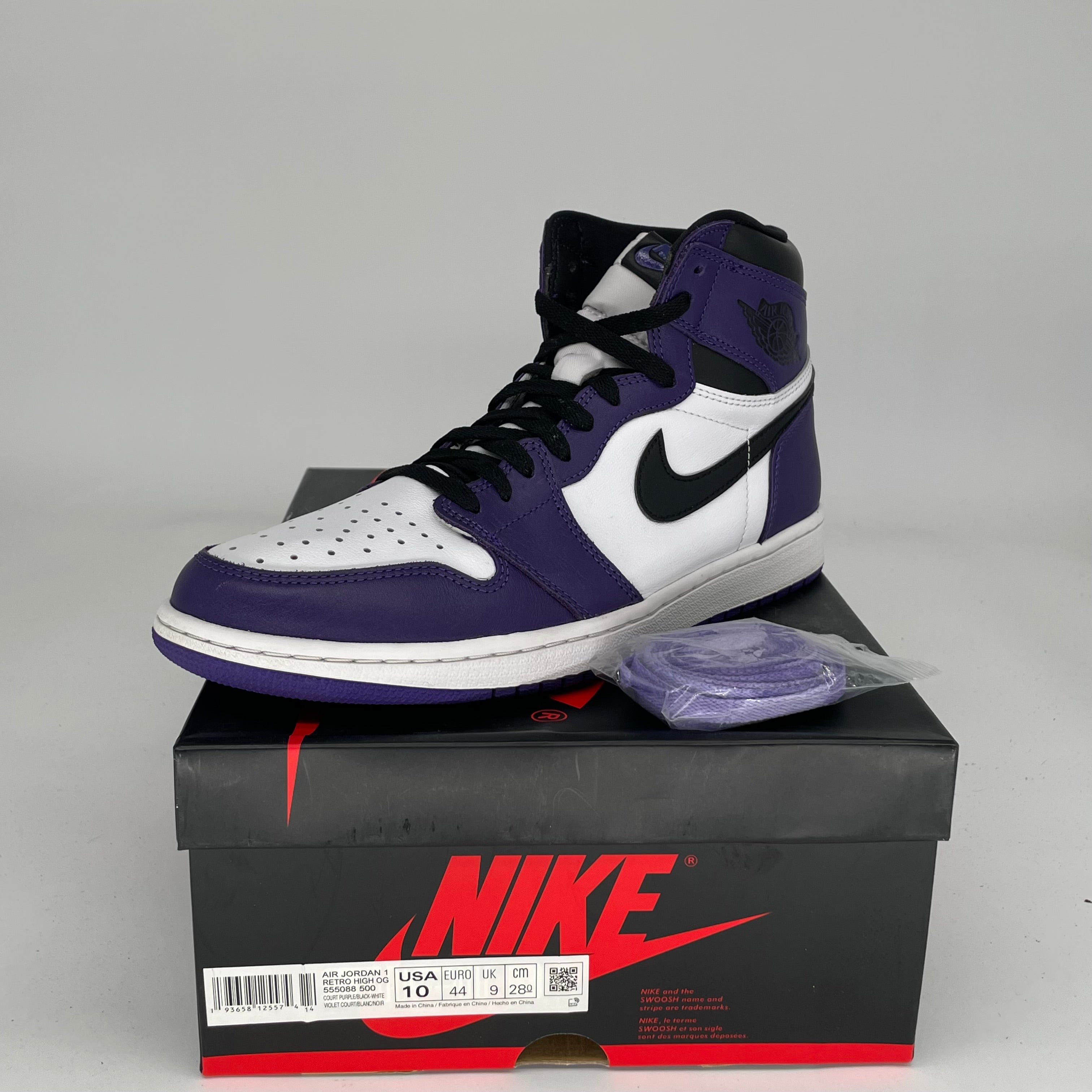 Air Jordan 1 Retro High OG Court Purple White Men's Basketball Shoes Size 10 - 555088-500 | Classic Sneakers for Streetwear, Basketball & Casual Outfits