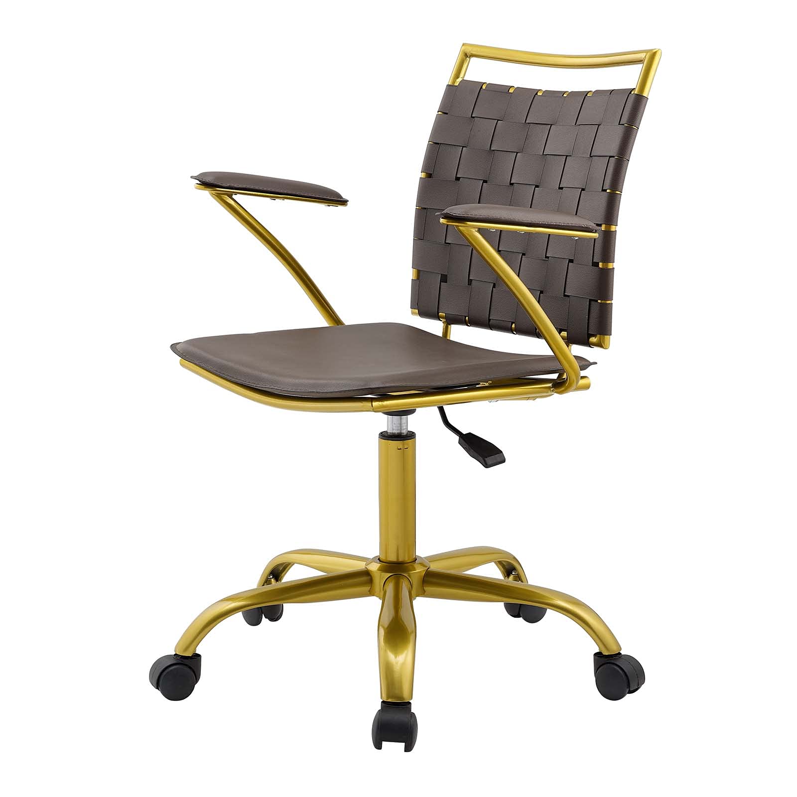 Ergonomic Faux Leather Computer Work Desk Chair - Brown Modern Contemporary Office Chair for Home & Business - Perfect for Long Hours of Work, Gaming, and Remote Office Setup