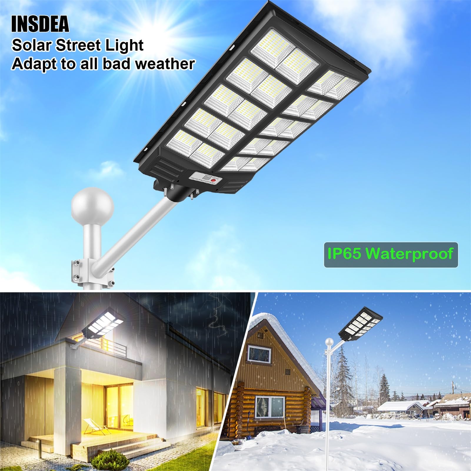 6000W Solar Street Light with Motion Sensor - 600,000LM Dusk to Dawn Outdoor Solar Flood Light - Waterproof LED Solar Security Light for Garden, Yard, Path, Parking Lot - Perfect for Home Security & Energy-Efficient Outdoor Lighting