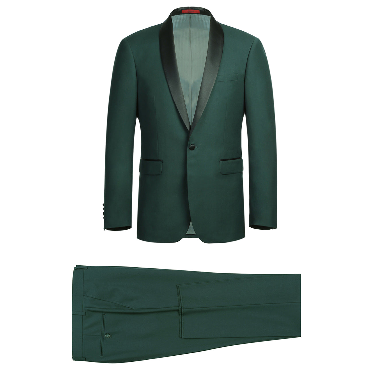 Alessandro Vitello by Renoir Dark Green 2-Piece Slim Fit Shawl Lapel Tuxedo Suit for Men | Formal Wedding, Prom & Evening Events | Premium Italian Wool Blend