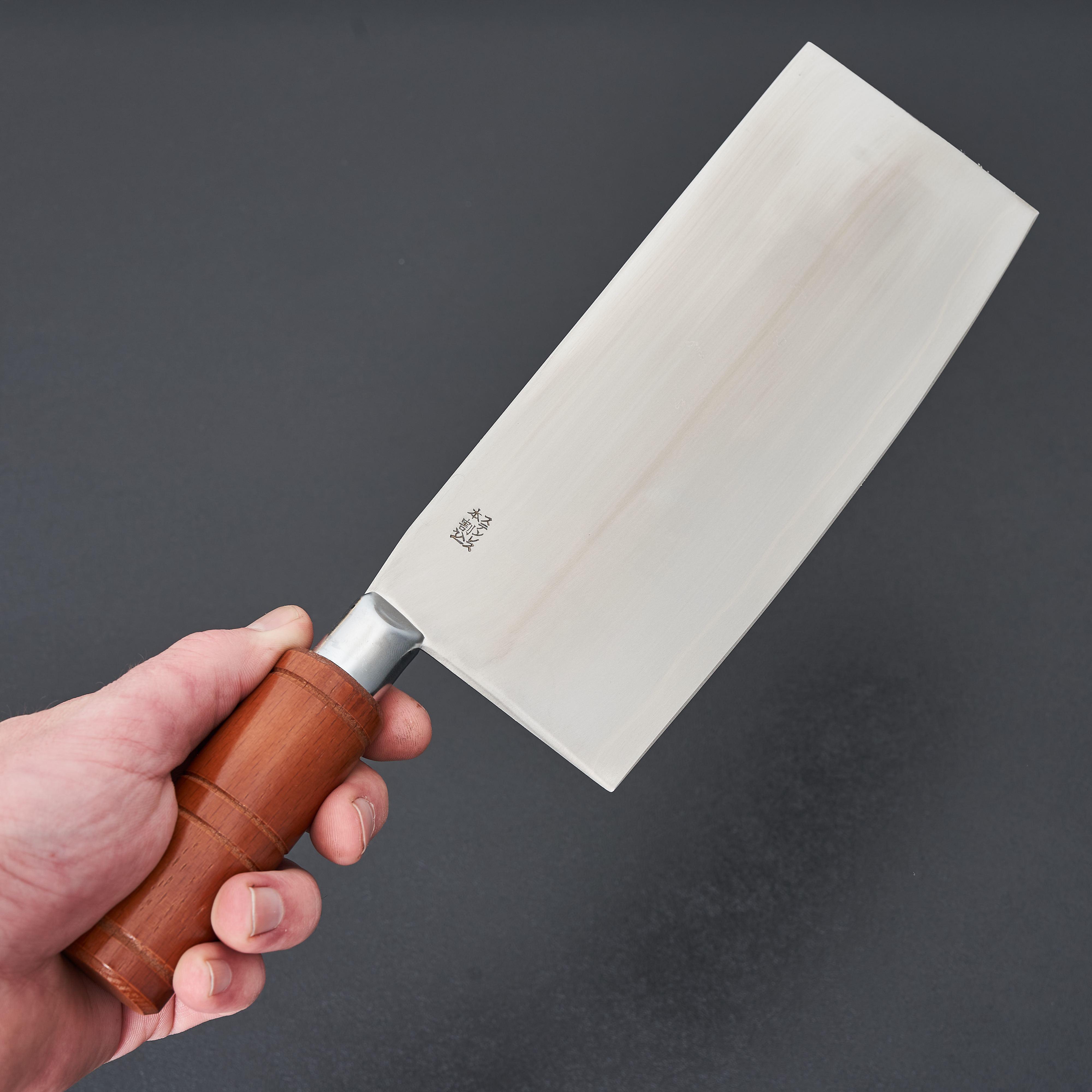 Hitohira 200mm Stainless Steel Clad Chinese Chef Cleaver with Beechwood Handle - Professional Kitchen Knife for Chopping, Slicing, and Dicing Vegetables & Meat