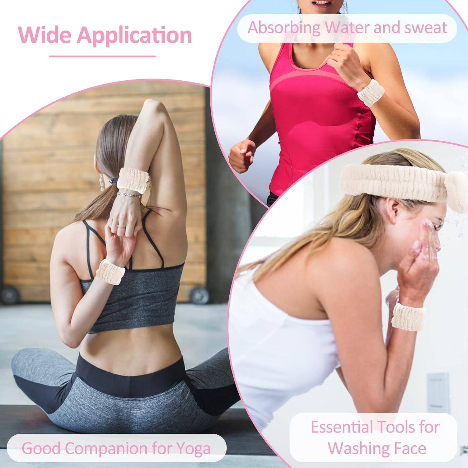 OLAFUR Women's 3-Piece Headband and Wristband Set - Soft Microfiber Face Wash Bands for Skincare & Makeup - Gentle Facial Headband with Wristbands for Washing Face - Perfect for Spa, Beauty Routine & Daily Skincare