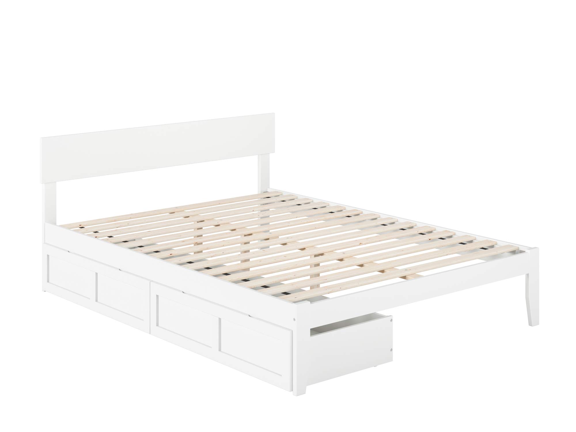 AFI Boston Queen Size Bed Frame with Underbed Storage Drawers in White - Perfect for Small Bedrooms & Guest Rooms