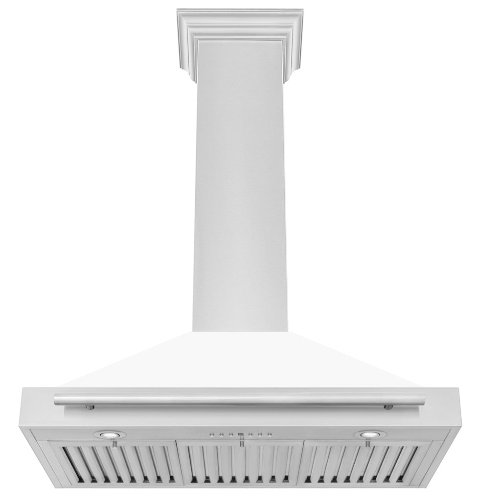 ZLINE KB4STX WM Convertible Stainless Steel Range Hood - White Matte Shell with Stainless Steel Handle | Professional Kitchen Ventilation for Home Cooking & Baking