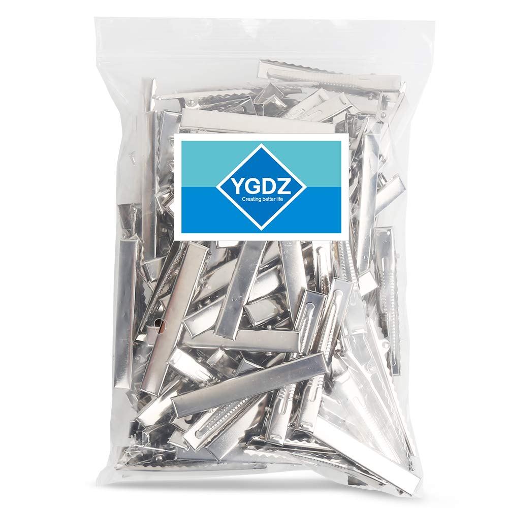 YGDZ 120pcs Silver Alligator Hair Clips - 2.17 Inch (5.5cm) Single Prong Flat Metal Hair Clips for Bow Making, DIY Crafts, Hair Styling & Accessories - Perfect for Salons, Weddings & Everyday Use