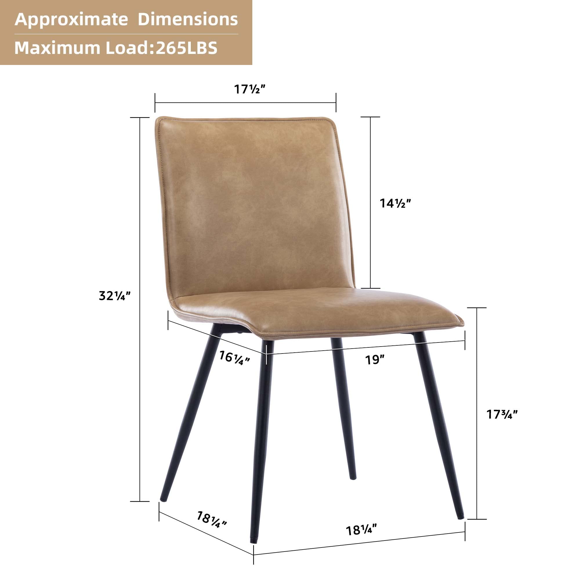 DUHOME PU Leather Dining Chairs Set of 4 - Faux Leather Kitchen Chairs with Metal Legs for Dining Room, Living Room, Kitchen Island - Modern Comfortable Camel Brown Seating for Home & Office Use