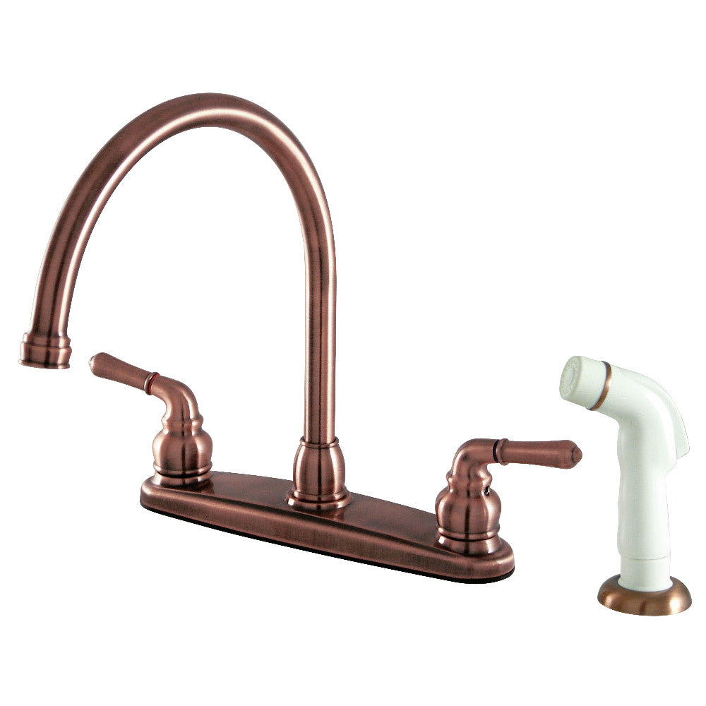 Kingston Brass KB795 Magellan 8 Inch Centerset Kitchen Faucet - High Arc Pull-Down Sprayer, Single Handle, Brushed Nickel - Perfect for Modern Kitchens & Easy Dishwashing