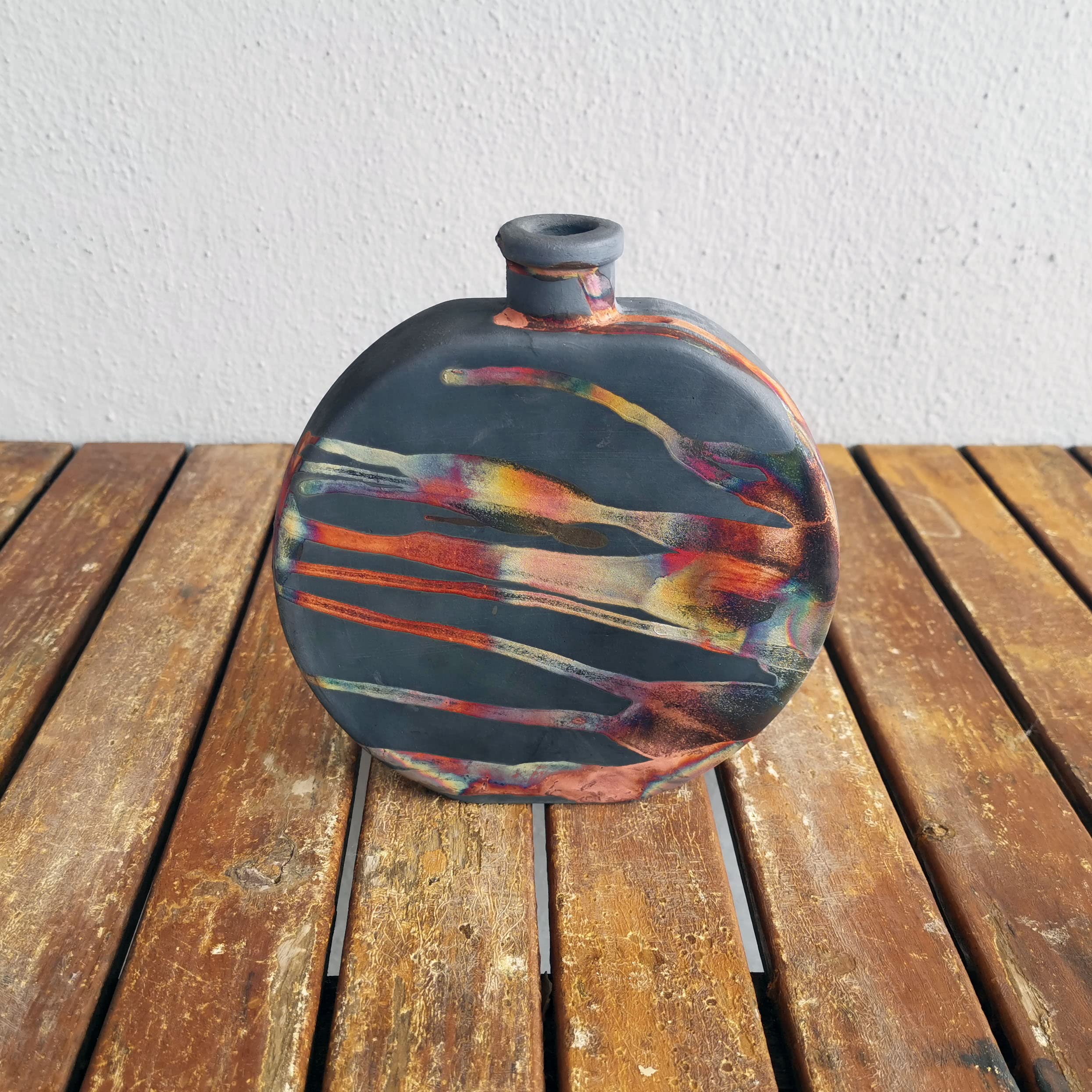 Handmade Ceramic Raku Vase 6.1 Inch - Unique Boho Home Decor, Wedding Gift for Bridesmaid, Mother's Day Present, Housewarming Gift - Perfect for Living Room, Bedroom & Office Decoration