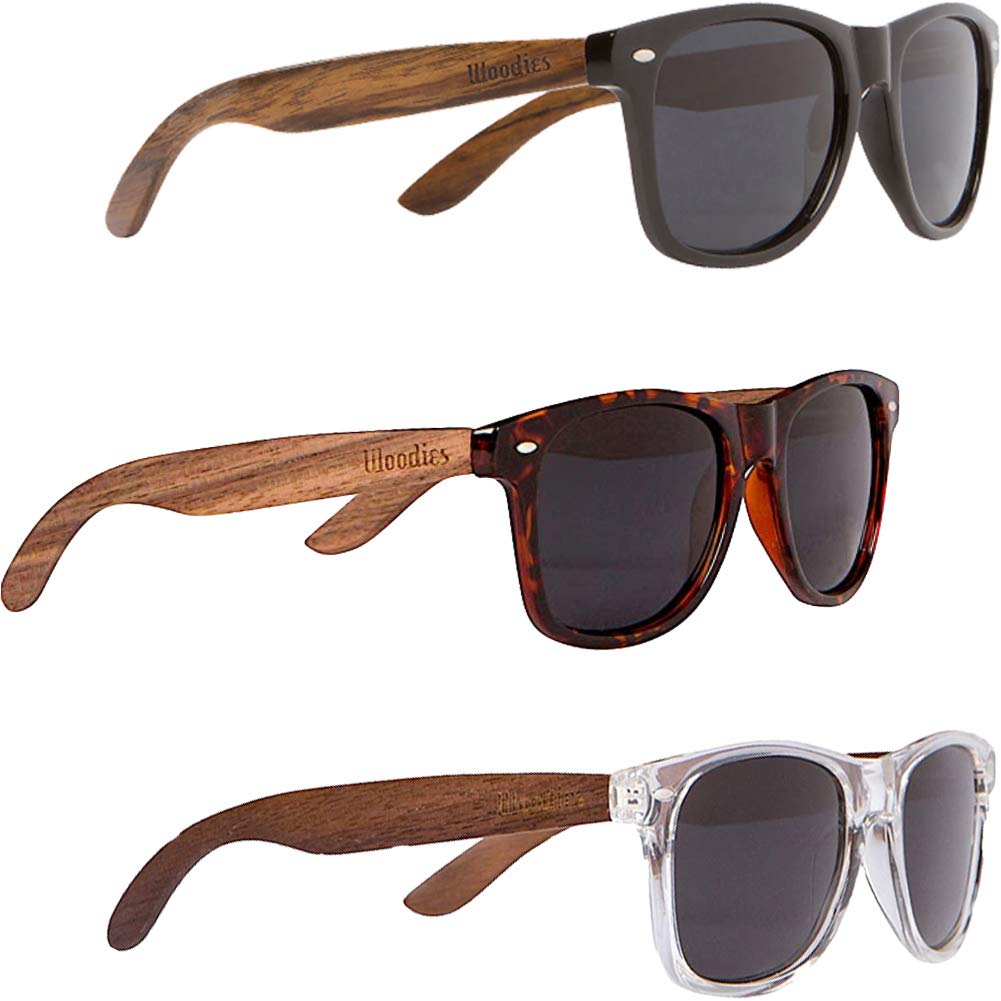 Wooden Walnut Tortoise & Clear Frame Polarized Sunglasses for Men & Women - UV Protection, Stylish Outdoor Shades for Beach, Driving & Fashion