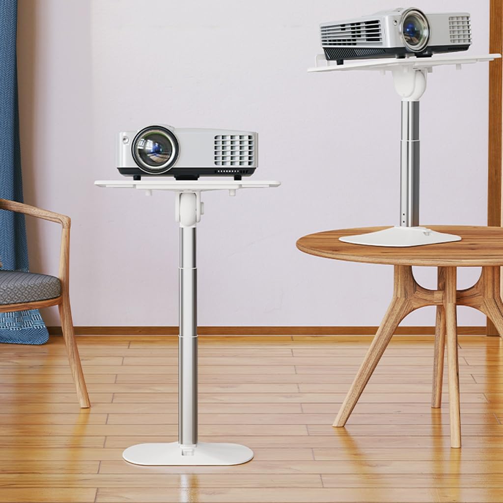 Adjustable Telescopic Projector Stand with Floor-to-Ceiling Mount - Universal Projector Bracket for Home Theater, Office Presentations & Outdoor Movie Nights - Heavy Duty Lift Mechanism with Vertical Tray Shelf