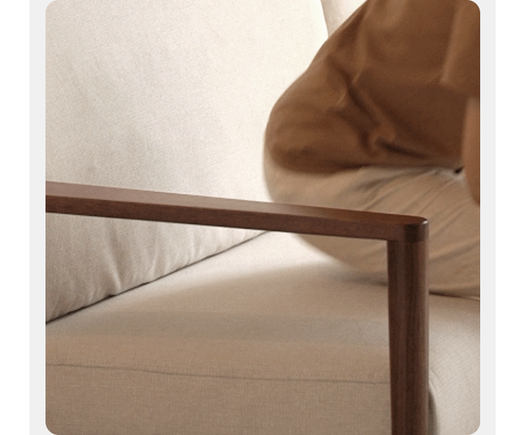 Modern Black Walnut Solid Wood Sofa - Durable & Stylish Living Room Furniture for Home & Office Use