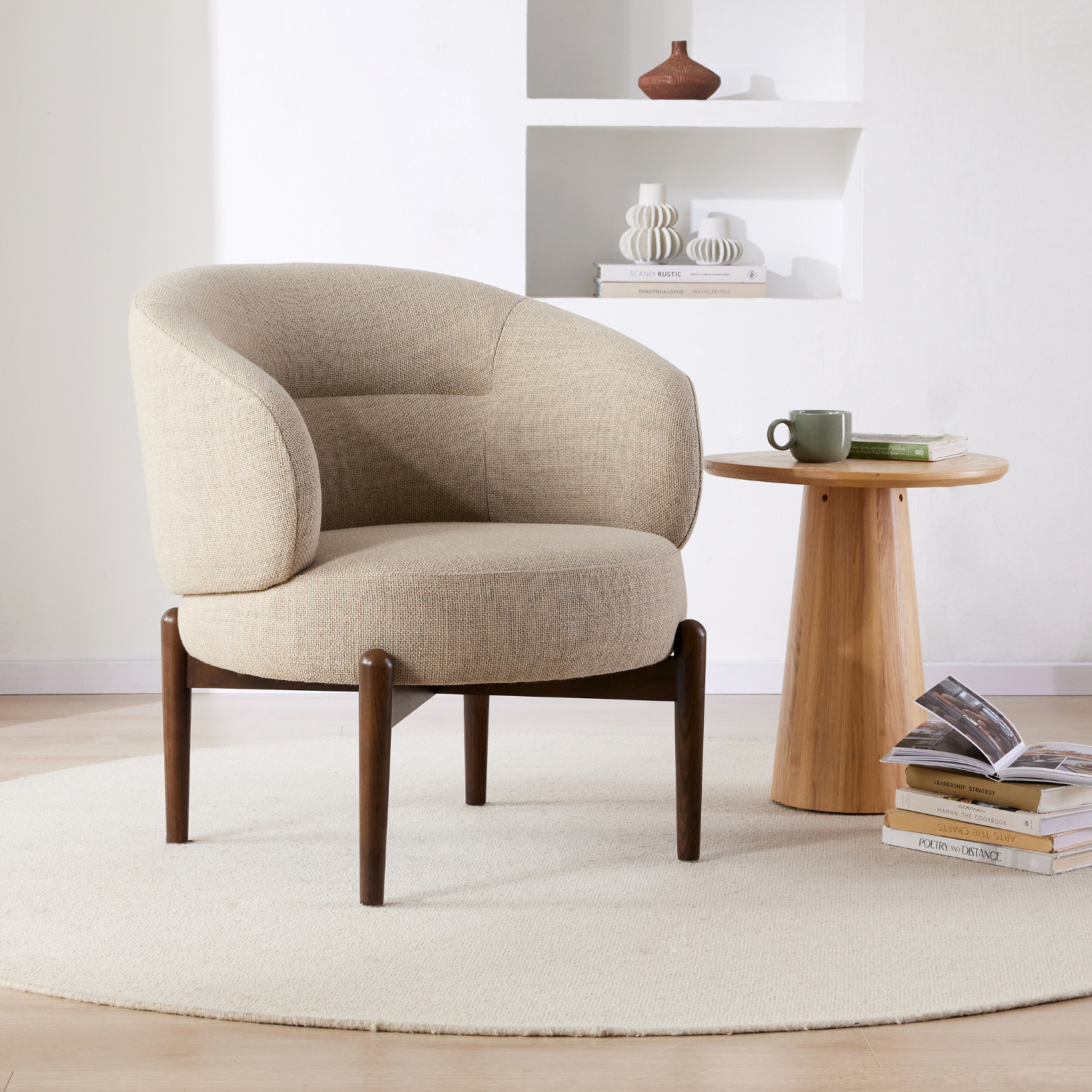 Bloor Accent Chair in Link Ecru - Modern Upholstered Lounge Chair for Living Room, Bedroom, or Office - Perfect for Reading, Relaxing, and Home Decor