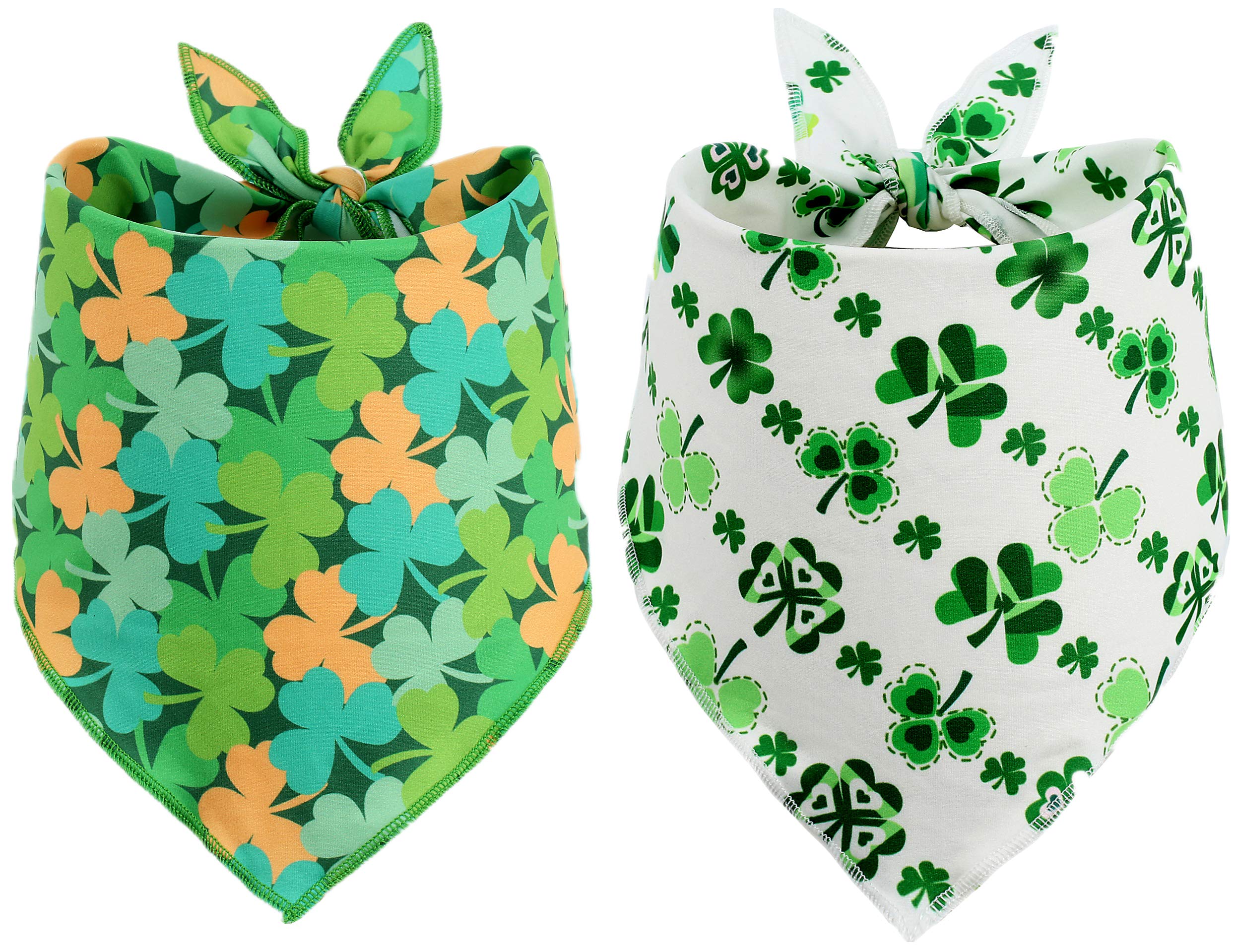 2 Pack St. Patrick's Day Dog Bandanas - Green Triangle Pet Bibs & Scarves for Small Medium Large Dogs - Perfect for St. Patty's Day Parties, Parades & Photo Shoots