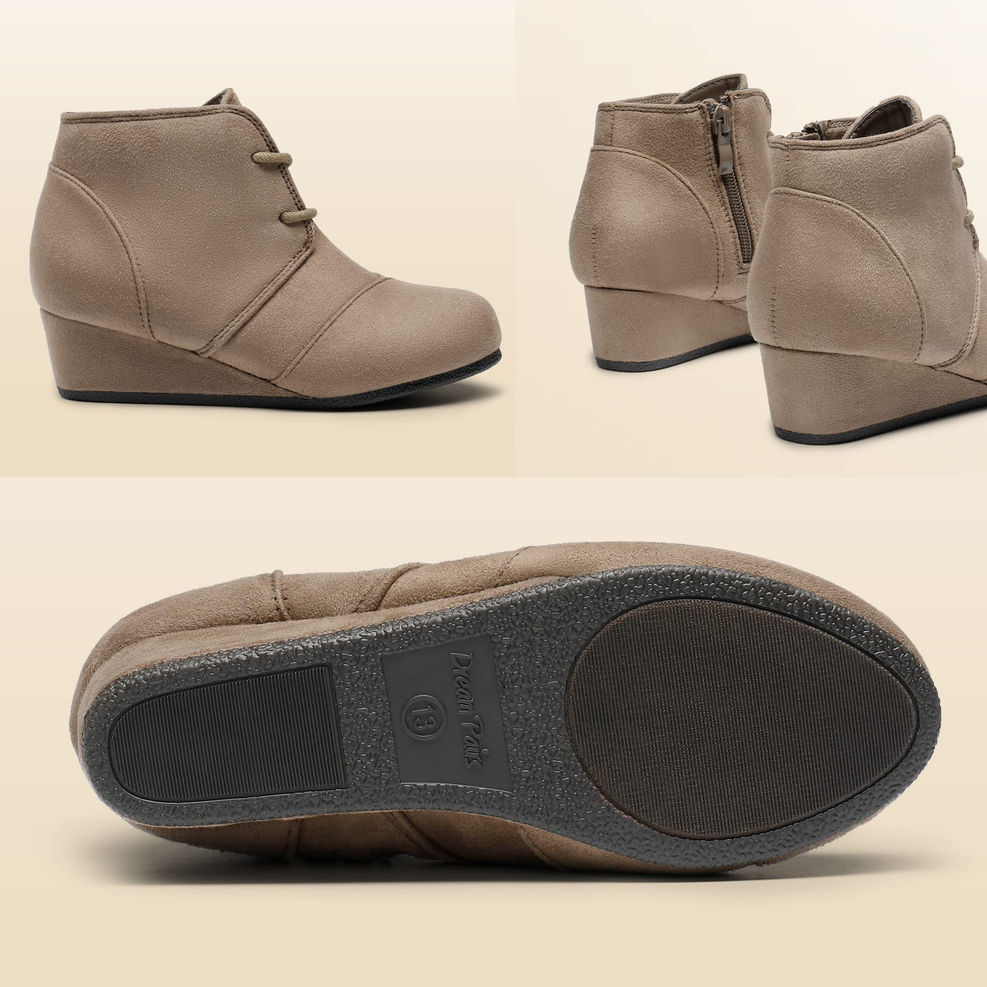 DREAM PAIRS Girls Low Wedge Heel Ankle Boots with Side Zipper - Comfortable Casual Shoes for Toddler, Little Kid & Big Kid - Perfect for School, Parties & Everyday Wear