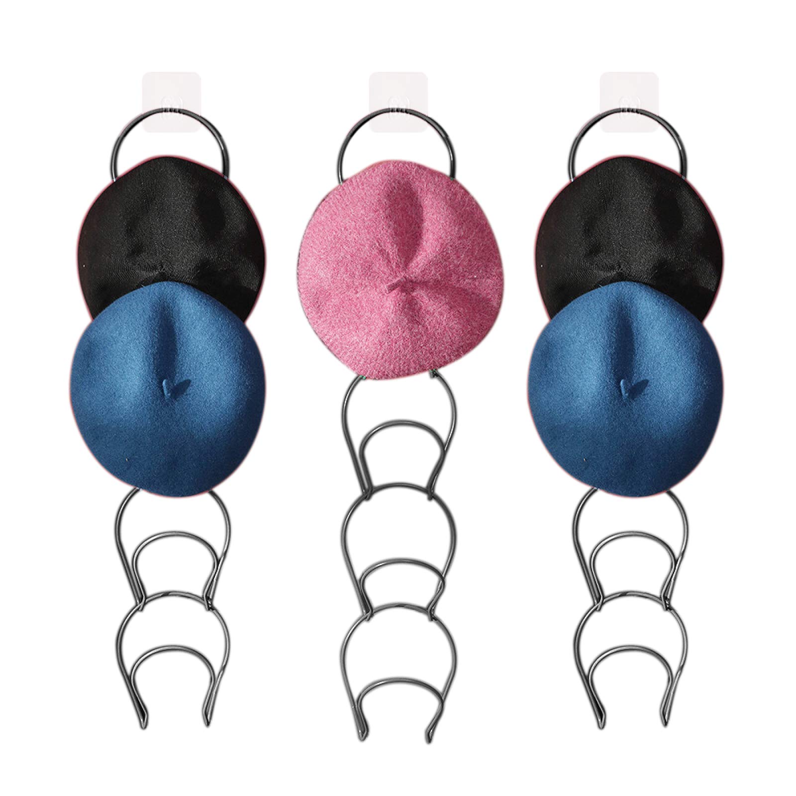 15-Piece Hanging Cap & Hat Organizer with Scarf & Bag Hooks - Wall Mounted Storage Rack for Closet, Door, Kitchen, Bathroom - Space Saving Black Accessory for Baseball Caps, Hats & More