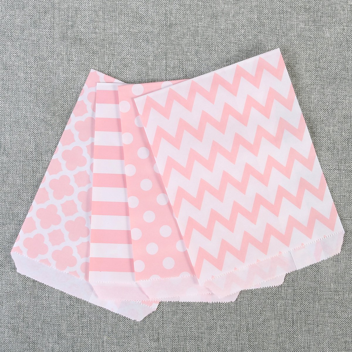 48pcs Striped Polka Dot Candy Paper Gift Bags for Birthday Party, Baby Shower, Wedding Favors - Pink (Perfect for Candy, Treats & Small Gifts)