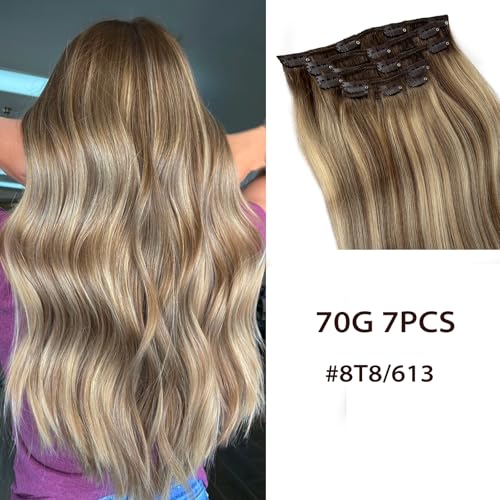 #8T8P613 Balayage Ash Brown and Bleach Blonde Highlights